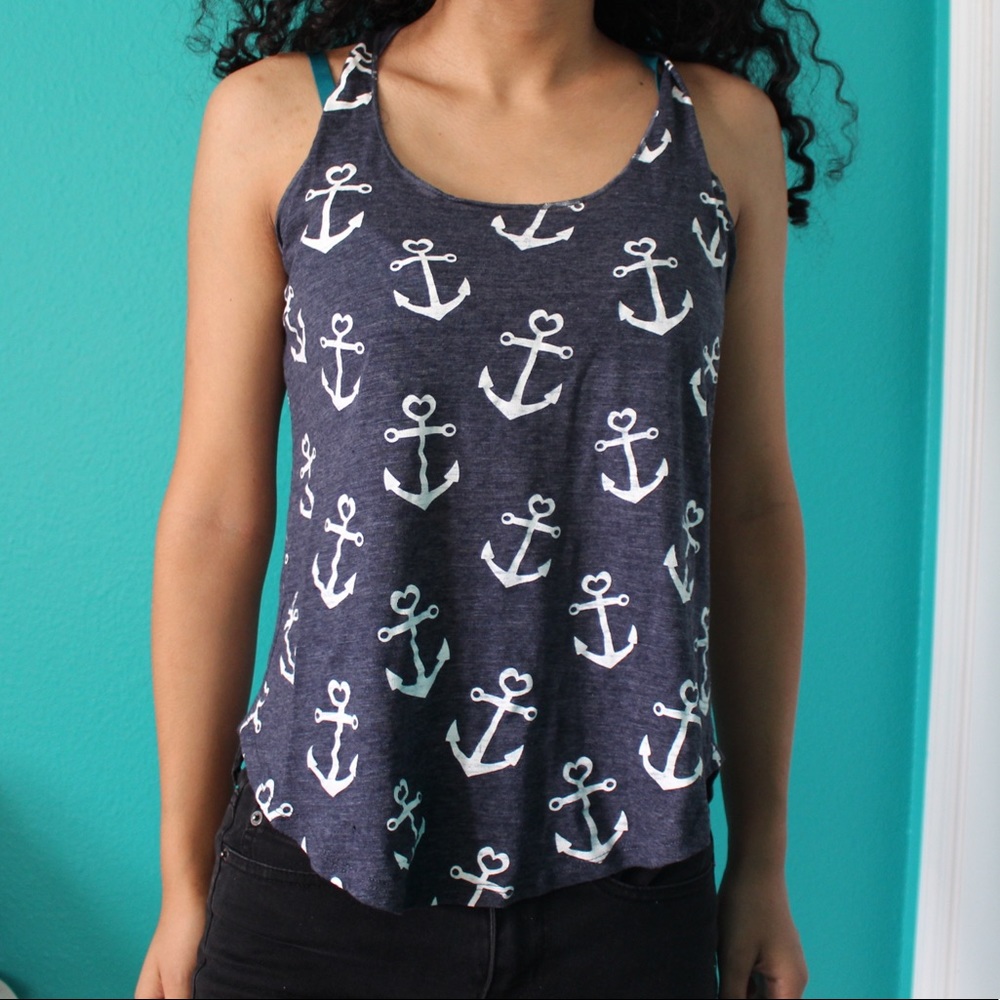 blue anchor tank top